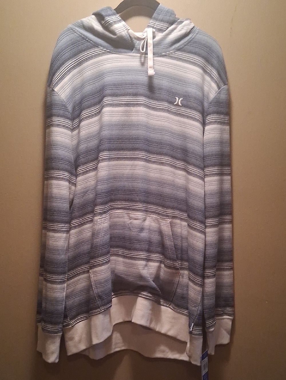 Hurley Blue Striped Hooded Pullover XXL